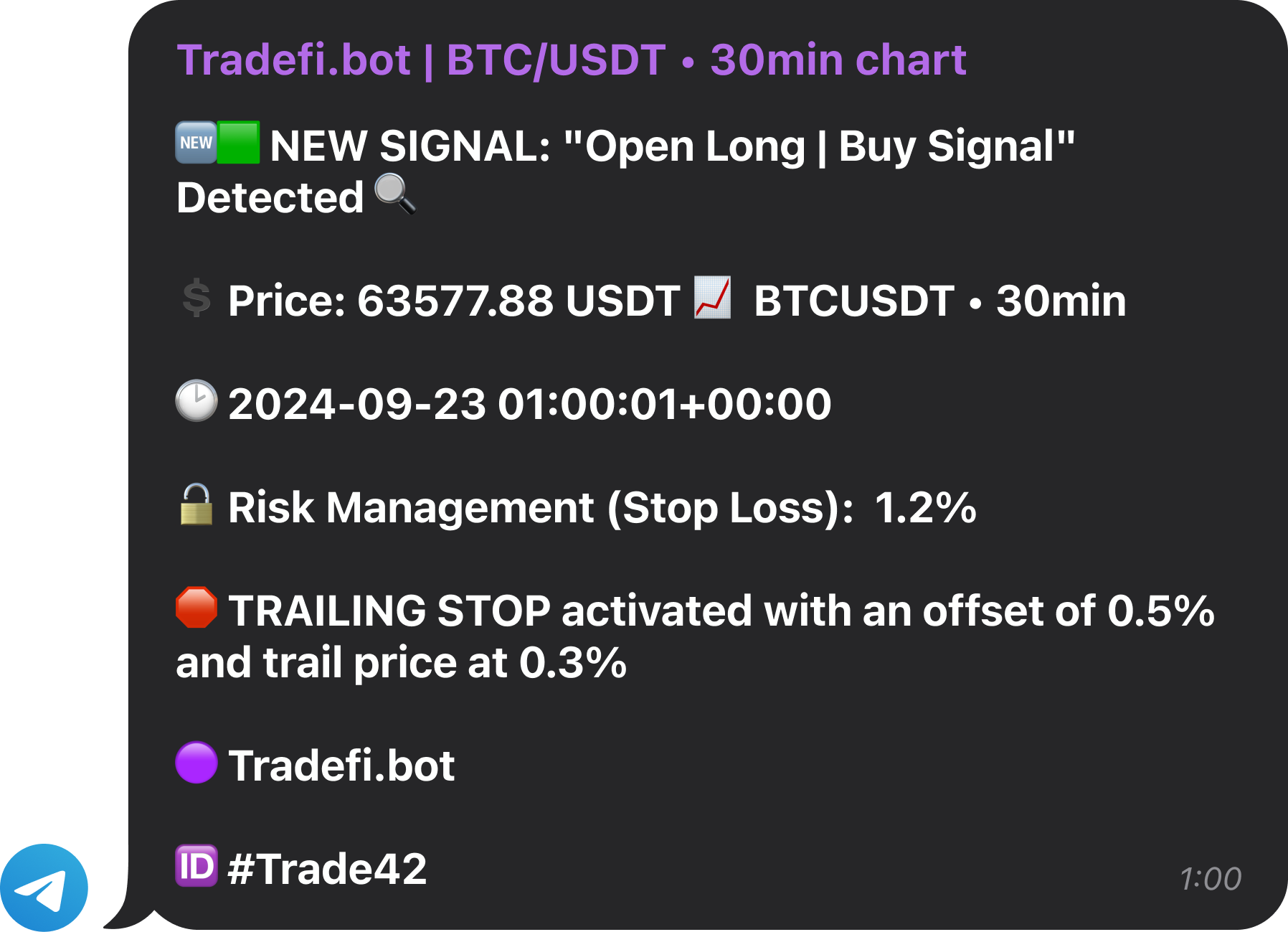 Telegram notification of bearish trend for WBTC/USDT pair. Telegram alert indicating a bearish trend detected for the WBTC/USDT pair with suggested stop-loss for risk management. Telegram notification of bearish trend for WBTC/USDT pair. Telegram alert indicating a bearish trend detected for the WBTC/USDT pair with suggested stop-loss for risk management.